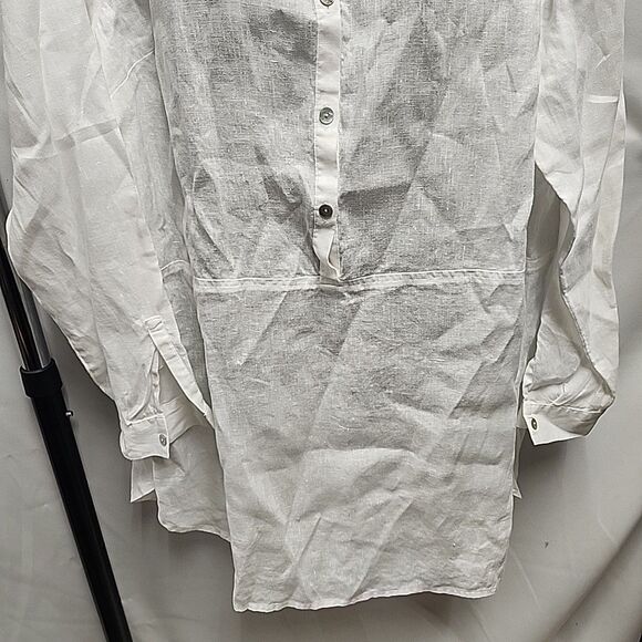 J. Jill Love Linen ButtonUp White Shirt LongSleeve Panel Casual Tunic WomenSz L - Picture 4 of 11